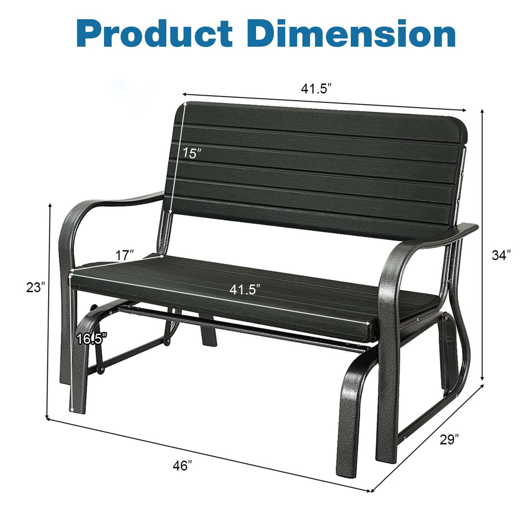 Swing Glider Chair Patio Steel Porch Chair Loveseat Bench for 2 Person
