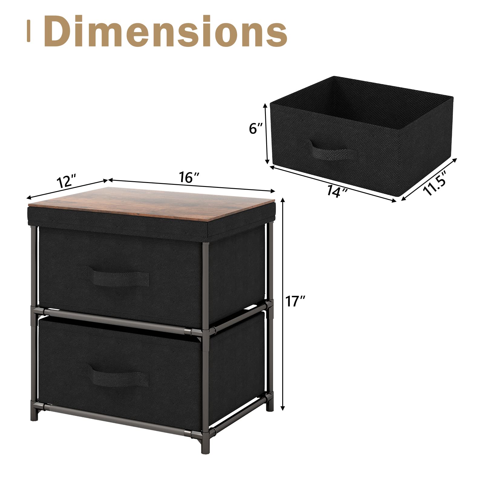 Giantex Nightstand Set of 2 with 2 Fabric Drawers