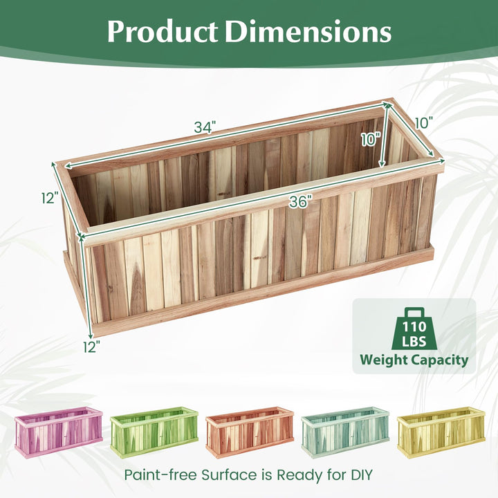 Giantex Rectangular Acacia Wood Raised Garden Bed w/Drainage Gaps