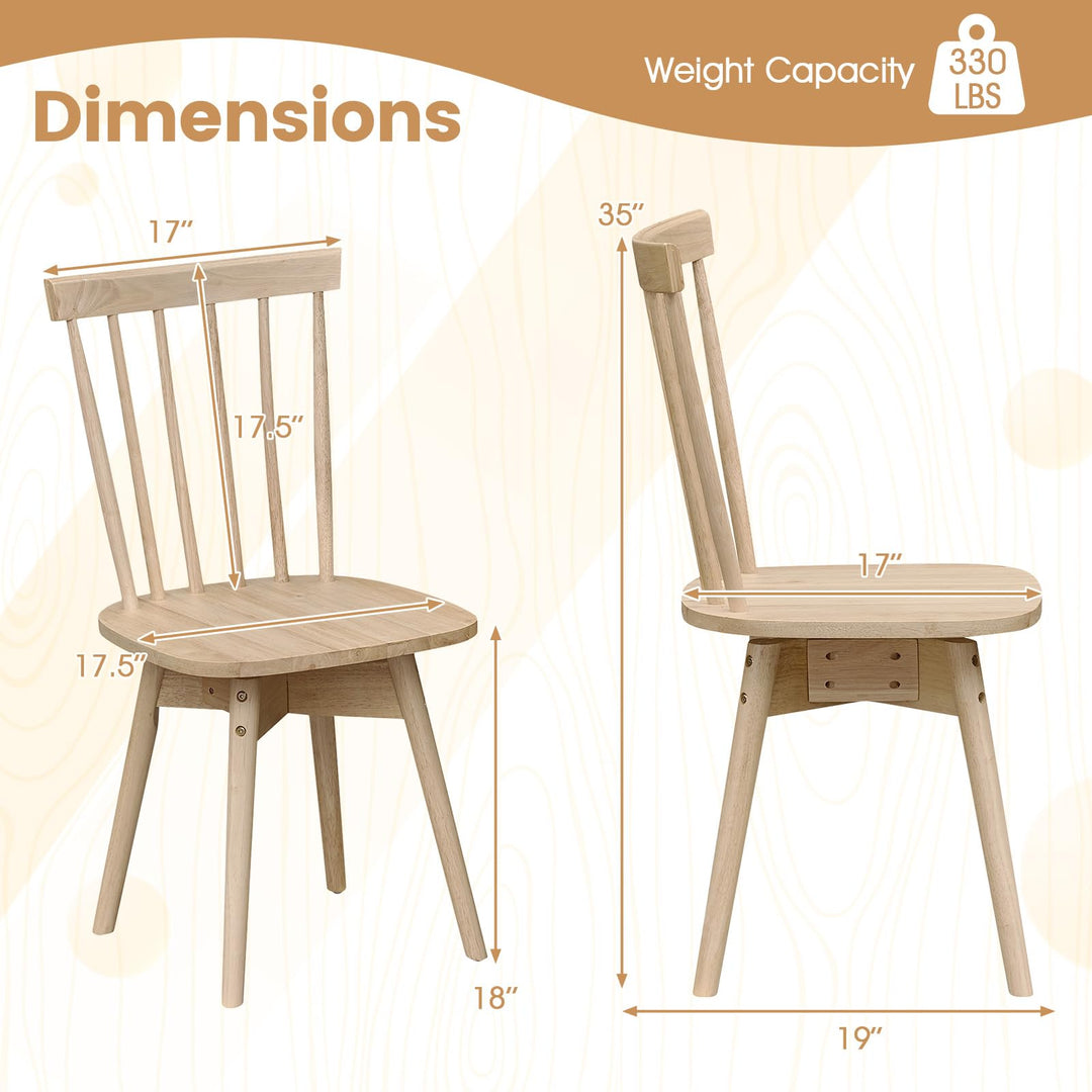Giantex Windsor Mid Century Rubber Wood Kitchen Chairs with Swivel Seat &amp; Spindle Back (2/4)