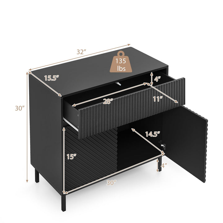 Giantex 32" Wide Coffee Bar Console Table with 2 Doors and 1 Drawer (1/2)