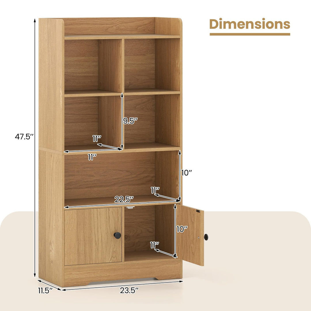 Giantex 4 Tier Bookcase with Doors for Living Room