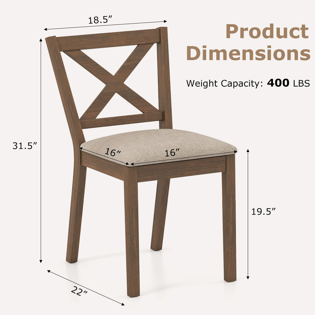 Giantex Wooden Dining Chairs Set of 2/4 with Rubber Wood Legs, Fabric Padded Seat Cross Back