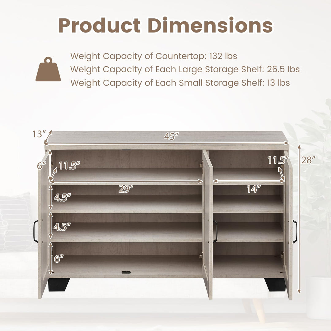Giantex Sideboard Buffet Cabinet | 45" Farmhouse Coffee Bar Cabinet with 3 Doors &amp; Adjustable Shelves