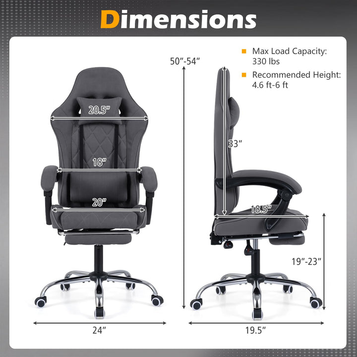 Giantex Gaming Chair Height Adjustable Computer Chair with Headrest and Lumbar Support
