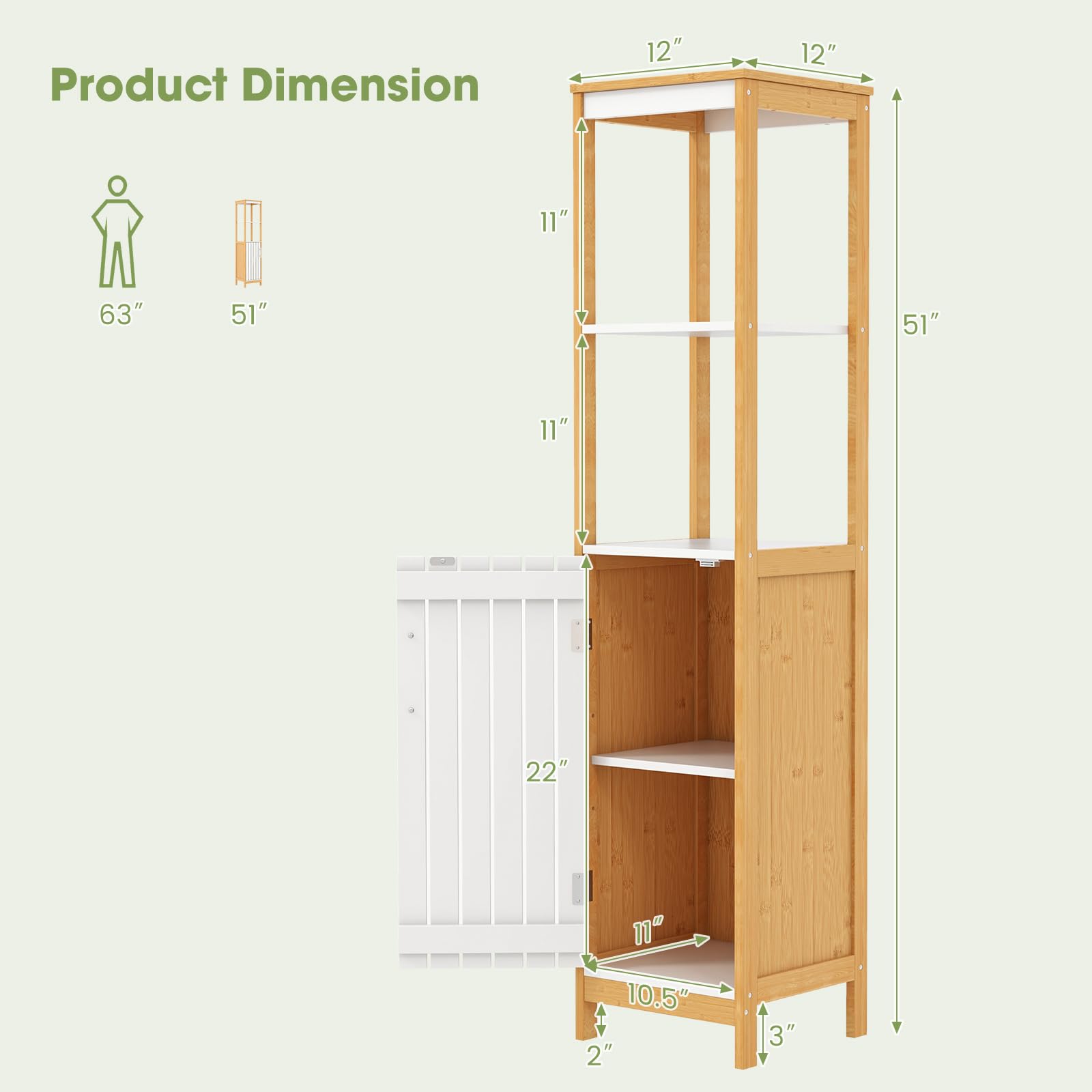 Giantex Bathroom Storage Cabinet Freestanding