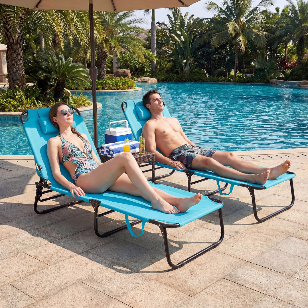 Giantex Folding Beach Tanning Chair Adjustable Face Down Patio Lounge Chair