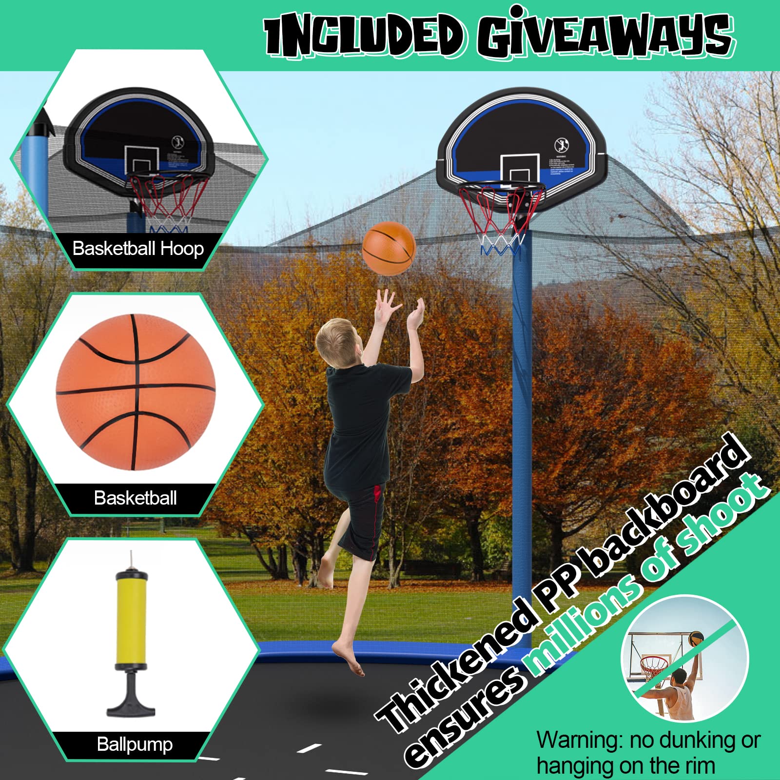Trampoline with Basketball Hoop - Giantex