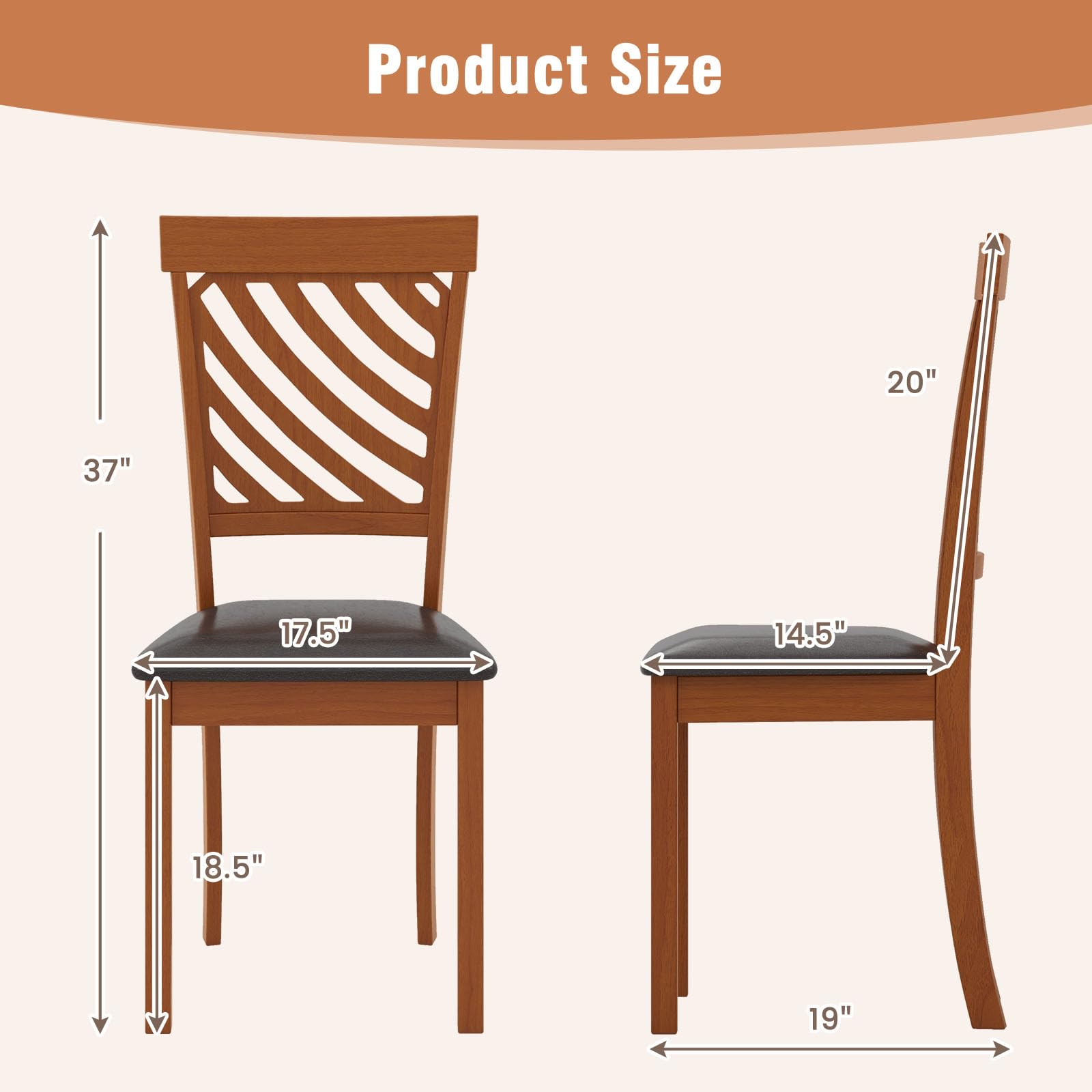 Giantex Dining Chair, Faux Leather Upholstered Kitchen Chairs w/Rubber Wood Legs & Ergonomic Back