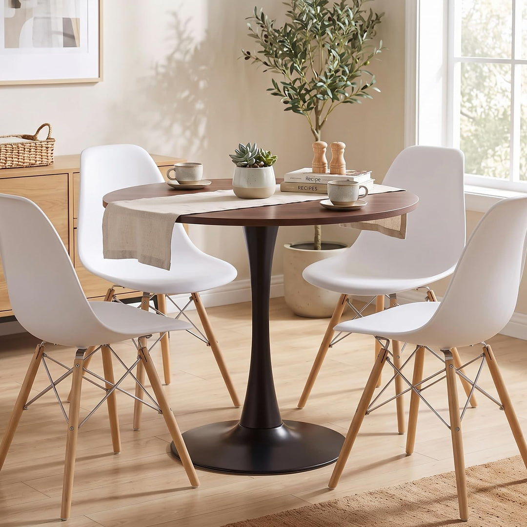 31.5-Inch Tulip Table for 2-4 with Thickened Table and Metal Pedestal for Small Spaces