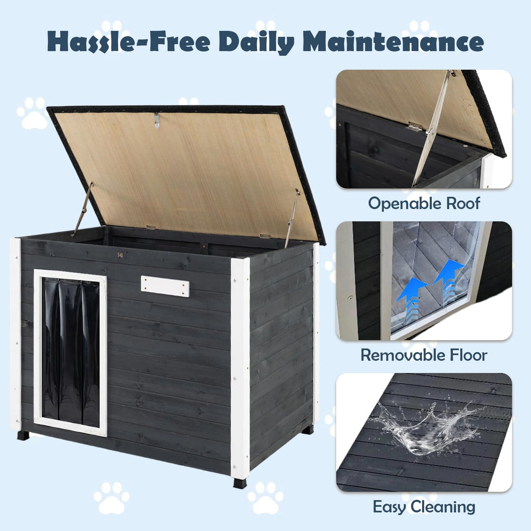 Giantex Wooden Dog House with Openable Asphalt Roof