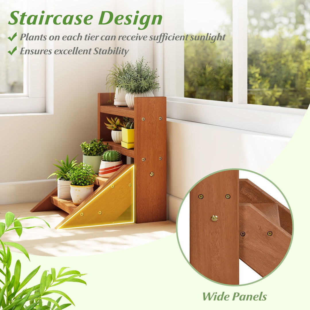 indoor plant ladder stand Giantex Plant Stand for Desk 4-Tier Small Tabletop Ladder Shelf for Succulents