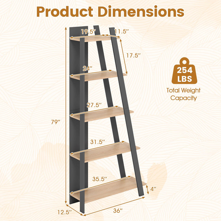 Giantex 4 Tier/ 5-Tier Narrow Wooden Vertical Trapezoidal Bookcase