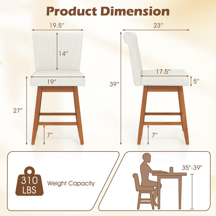 Giantex Modern Upholstered Bar Stools Set