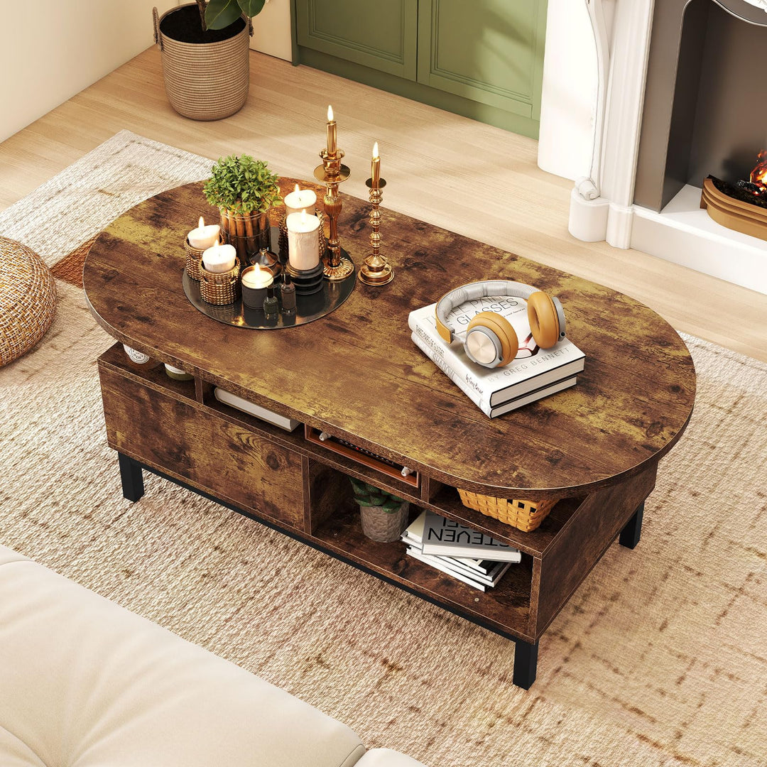 Giantex 47" Oval Coffee Table Cocktail Accent Center Table with Storage