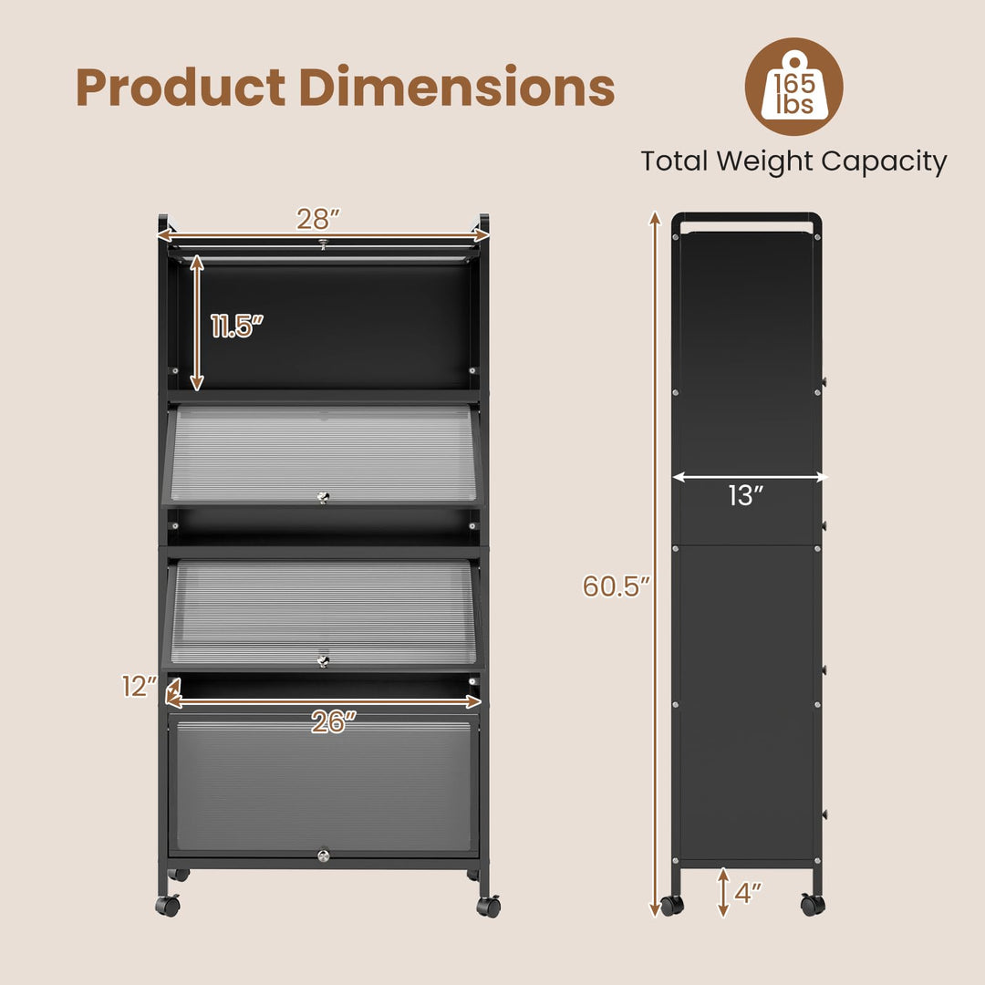 Giantex 5-Tier Freestanding Kitchen Bakers Rack with 4 Rolling Casters for Dining Room