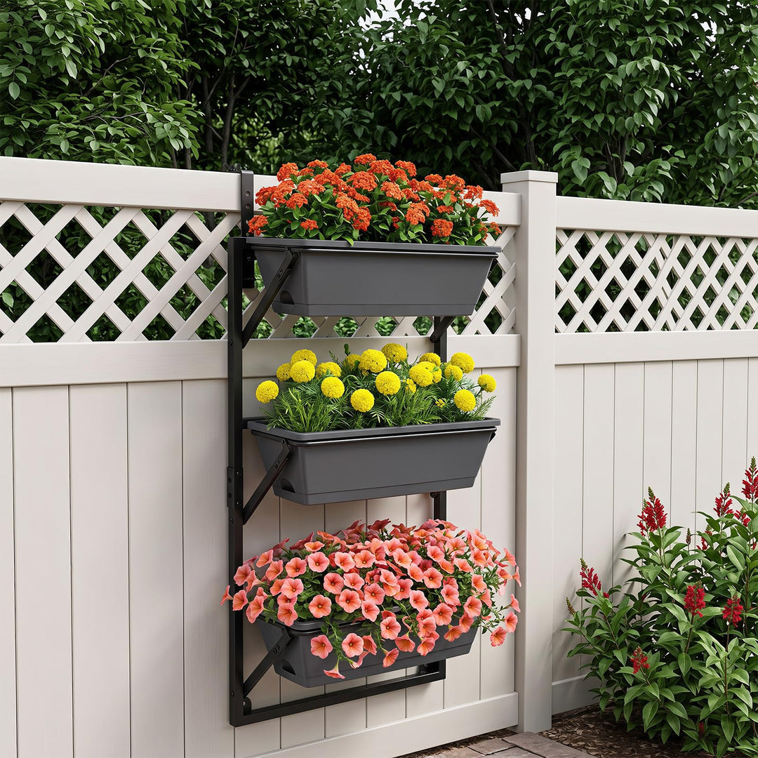 GIANTEX 3-Tier Deck Railing Planter for Balcony
