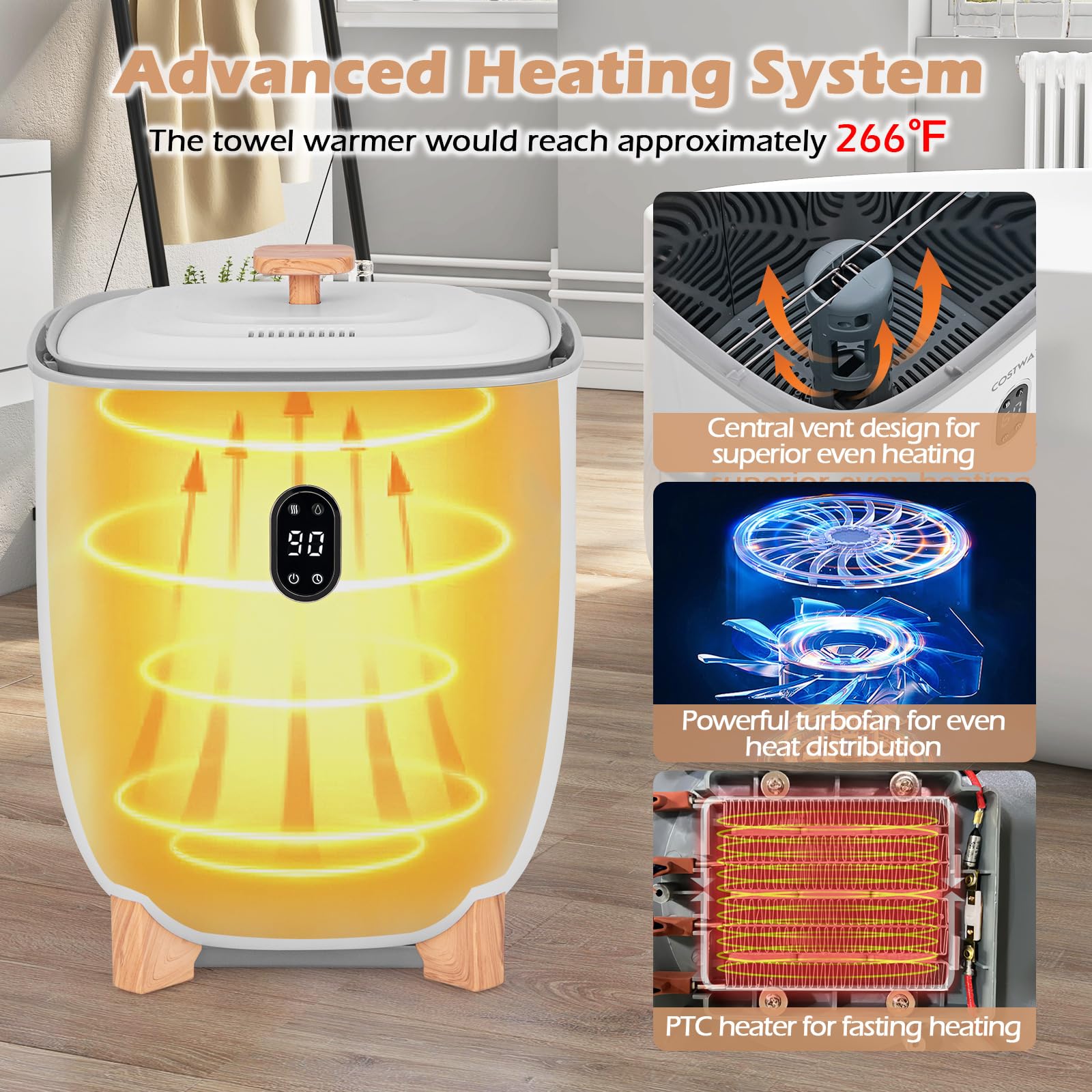 Giantex Upgraded Towel Warmer Bucket - 20L Hot Towel Bucket with PTC Air Heater for Rapid & Even Heating