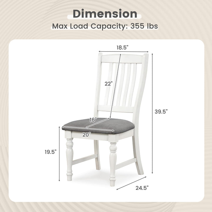 Giantex Wood Dining Chairs Set of 2, Farmhouse Kitchen Chairs with Solid Wood Frame, Max Load 355 Lbs