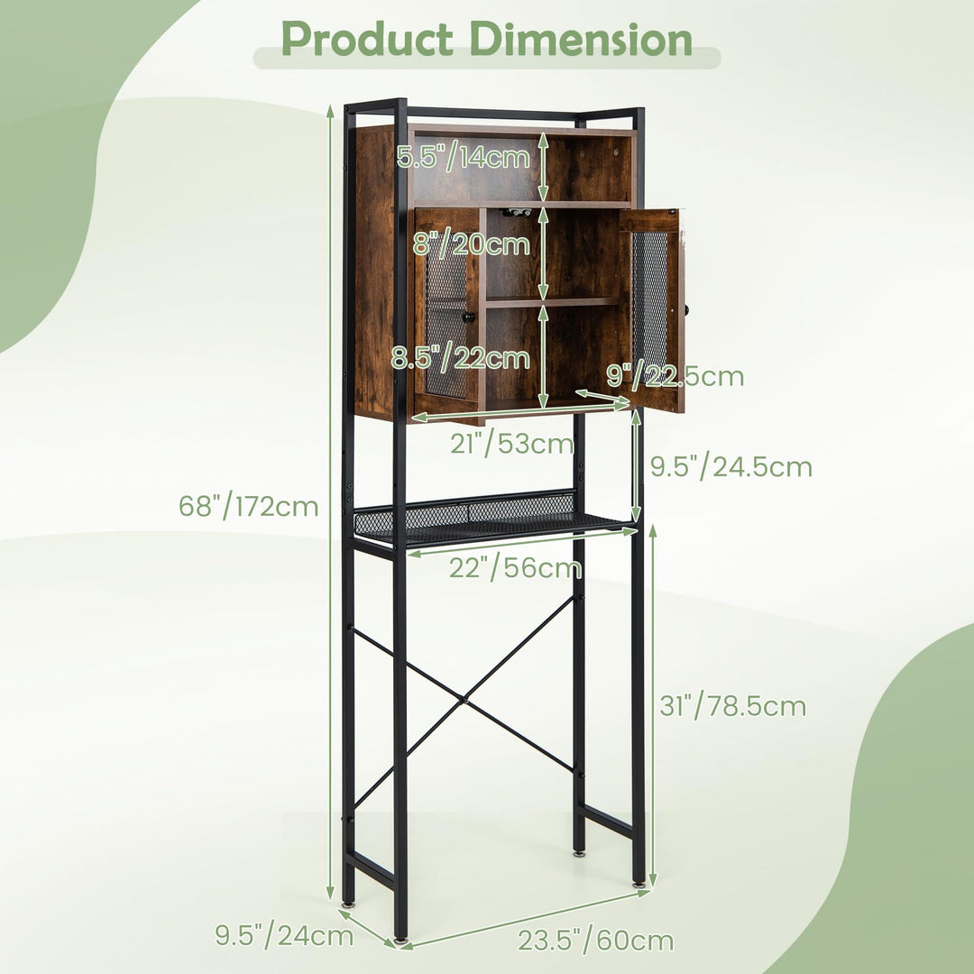 Giantex Over-The-Toilet Storage Cabinet, Bathroom Storage Organizer Above Toilet with Heavy-Duty Metal Frame