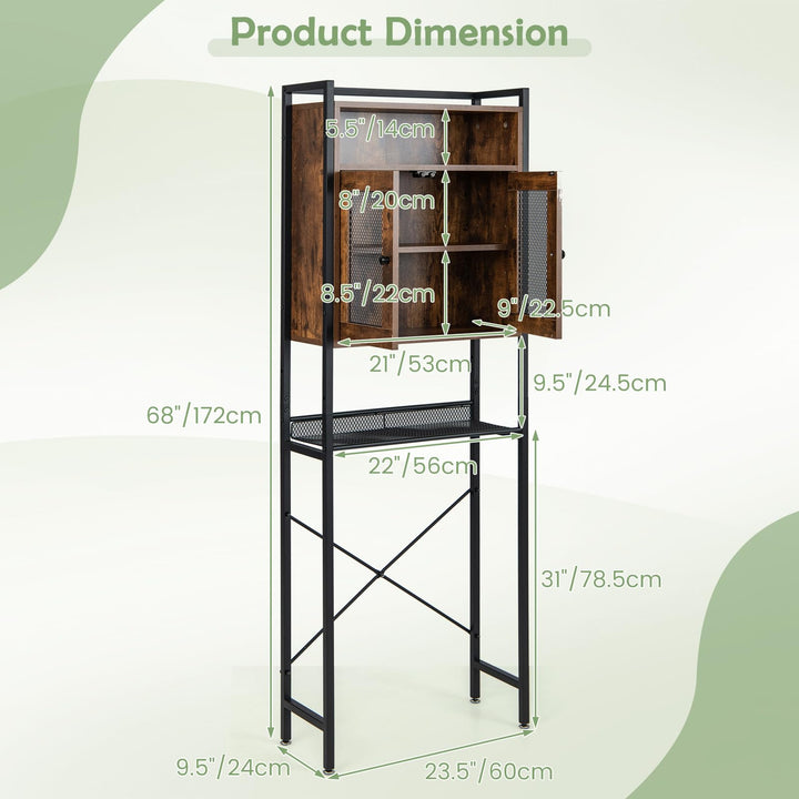 Giantex Over-The-Toilet Storage Cabinet, Bathroom Storage Organizer Above Toilet with Heavy-Duty Metal Frame