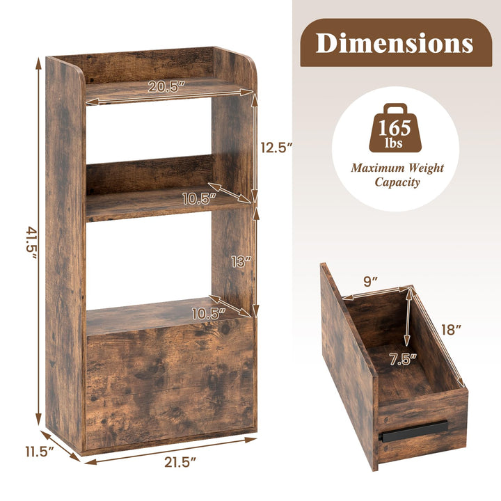 Giantex 4 Tier Bookshelf with Drawer for Living Room