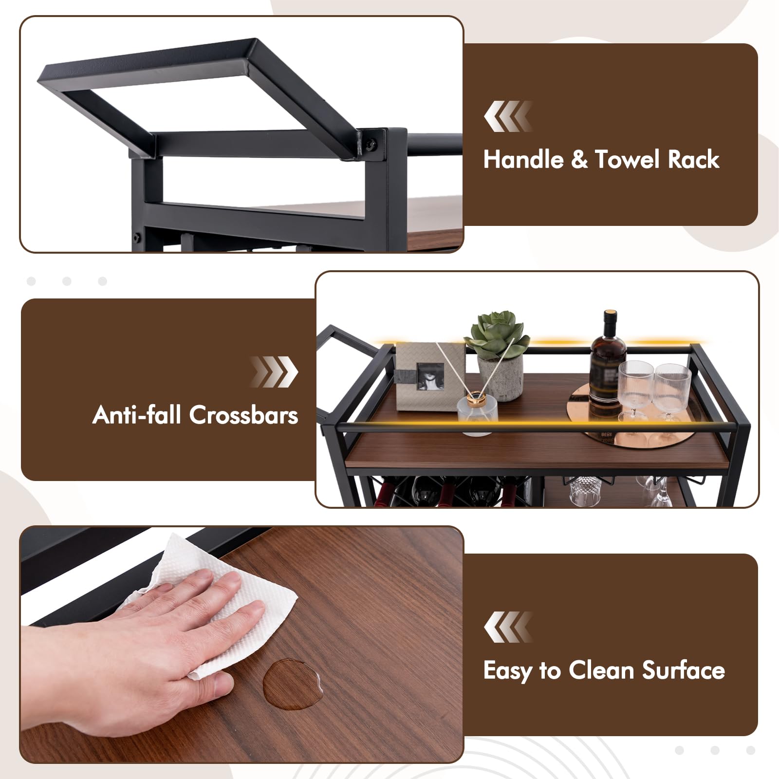 Giantex Bar Cart, 3 Tier Serving Cart for Home