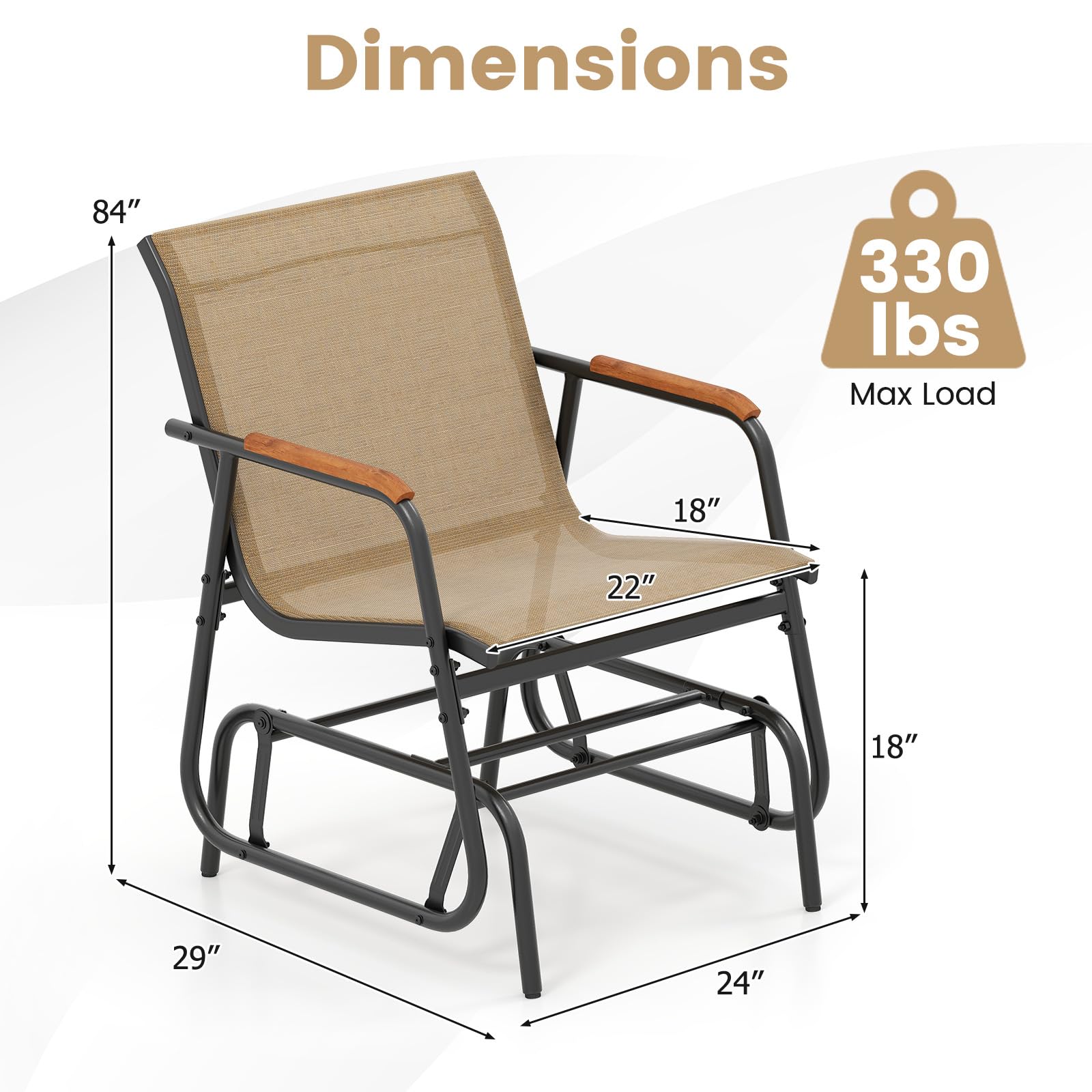 Giantex Swing Rocking Chair with Breathable Fabric Seat