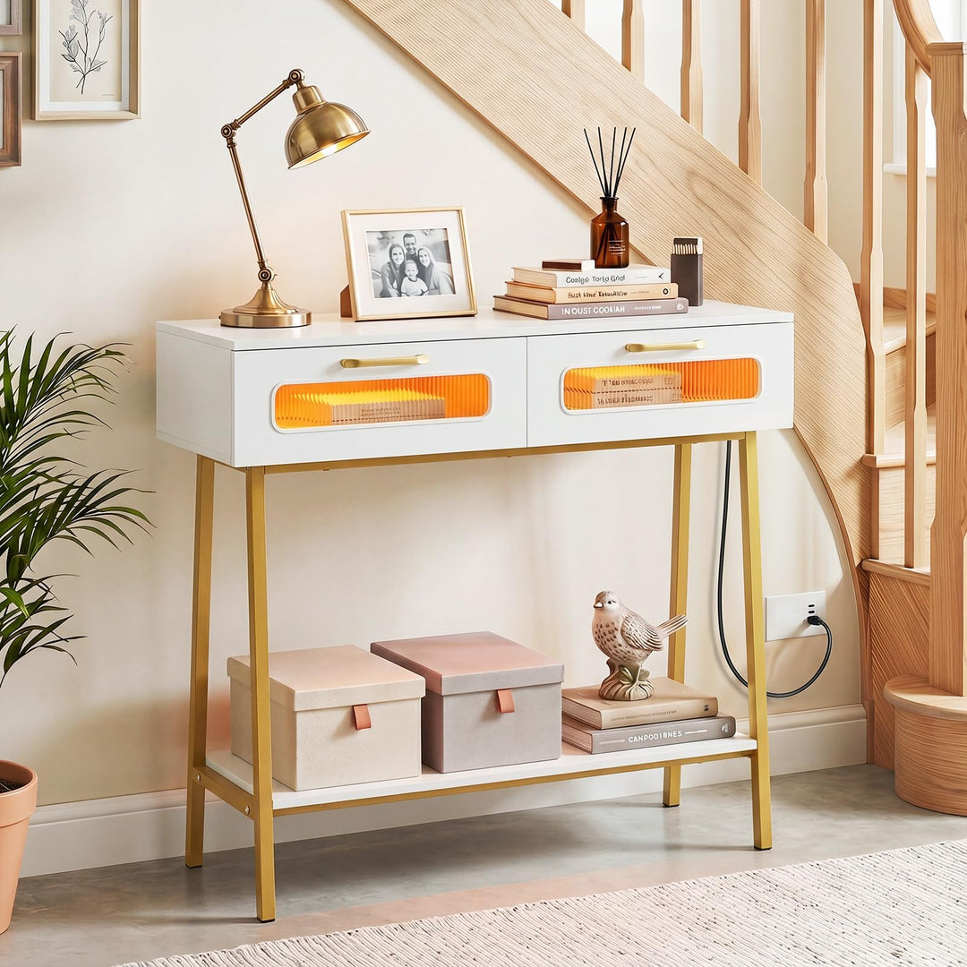 Giantex Console Table with LED Lights for Living Room Hallway Entrance