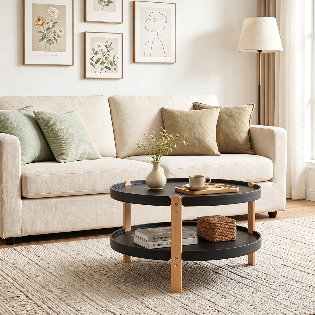 GIANTEX 2-Tier Small Coffee Table | 23.5" Center Table with Storage