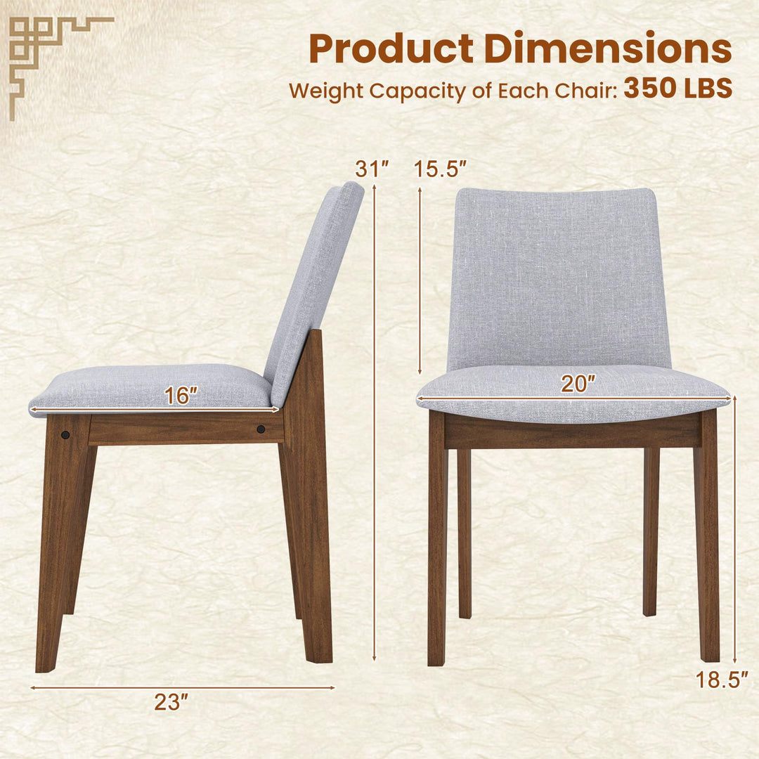 Giantex Upholstered Dining Chairs Set of 2/4, Linen Fabric Wooden Kitchen Chairs w/Rubber Wood Frame