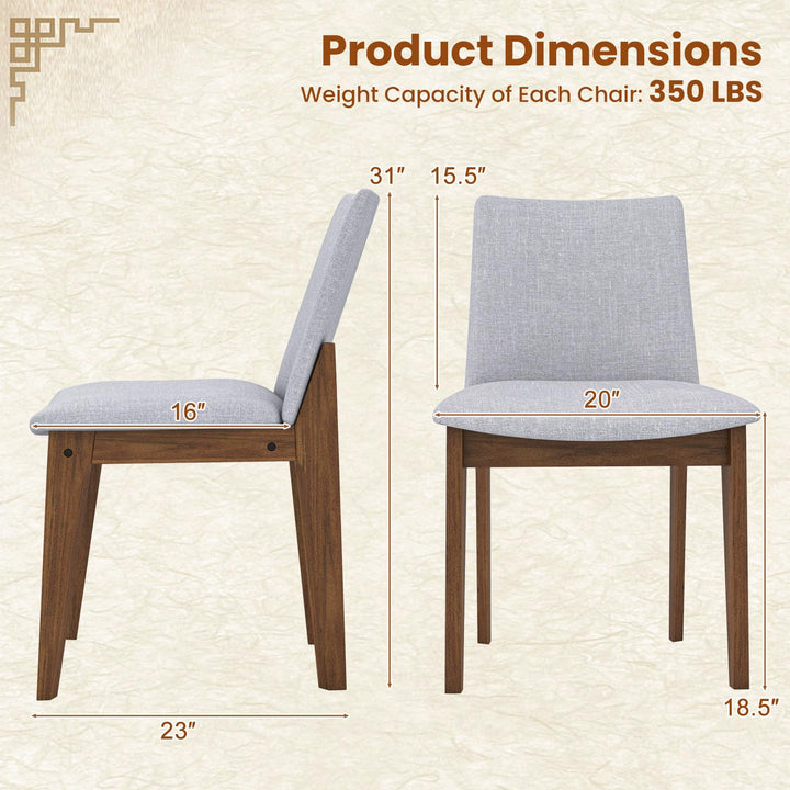 Giantex Upholstered Dining Chairs Set of 2/4, Linen Fabric Wooden Kitchen Chairs w/Rubber Wood Frame