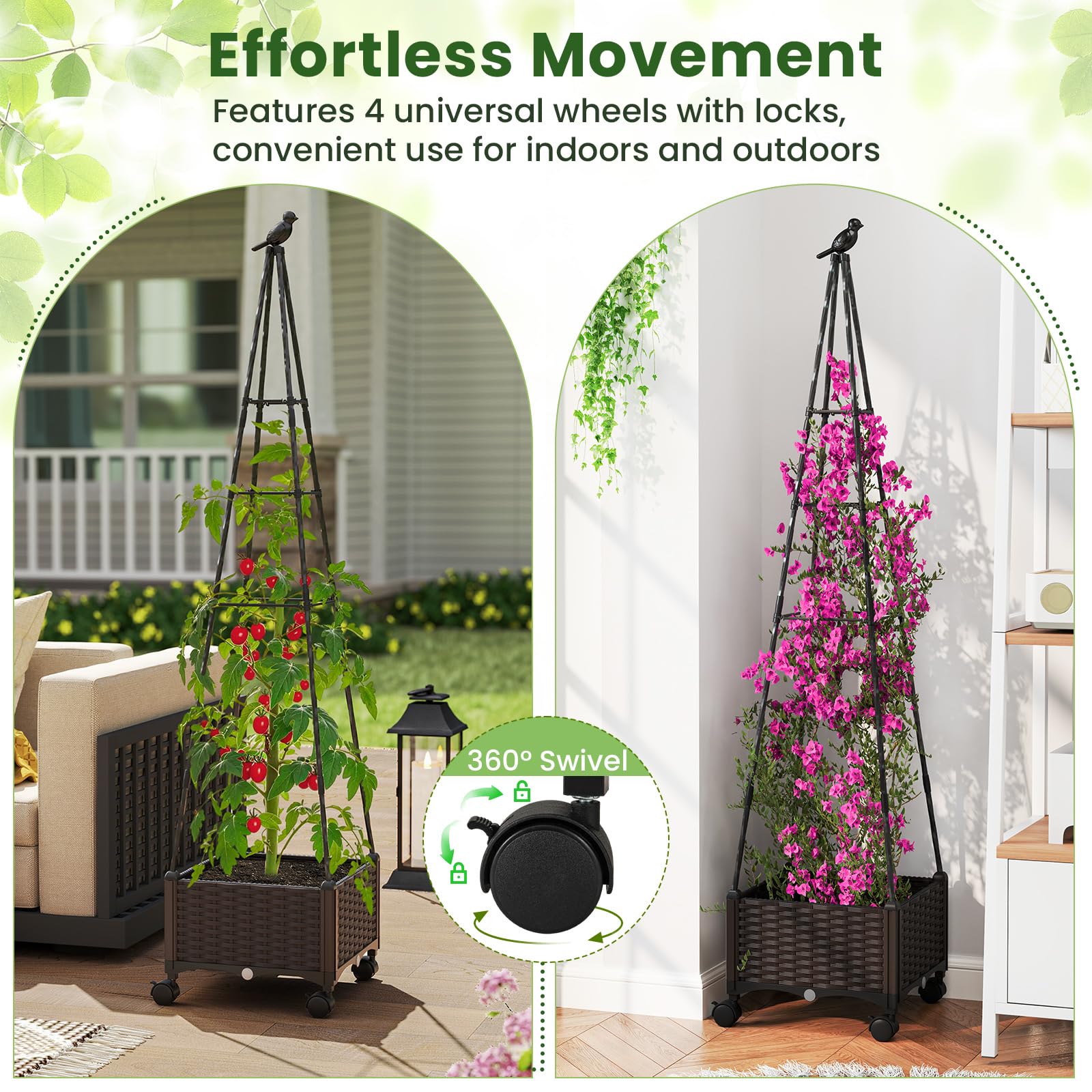 Giantex Raised Garden Bed with Wheels & Tomato Cage