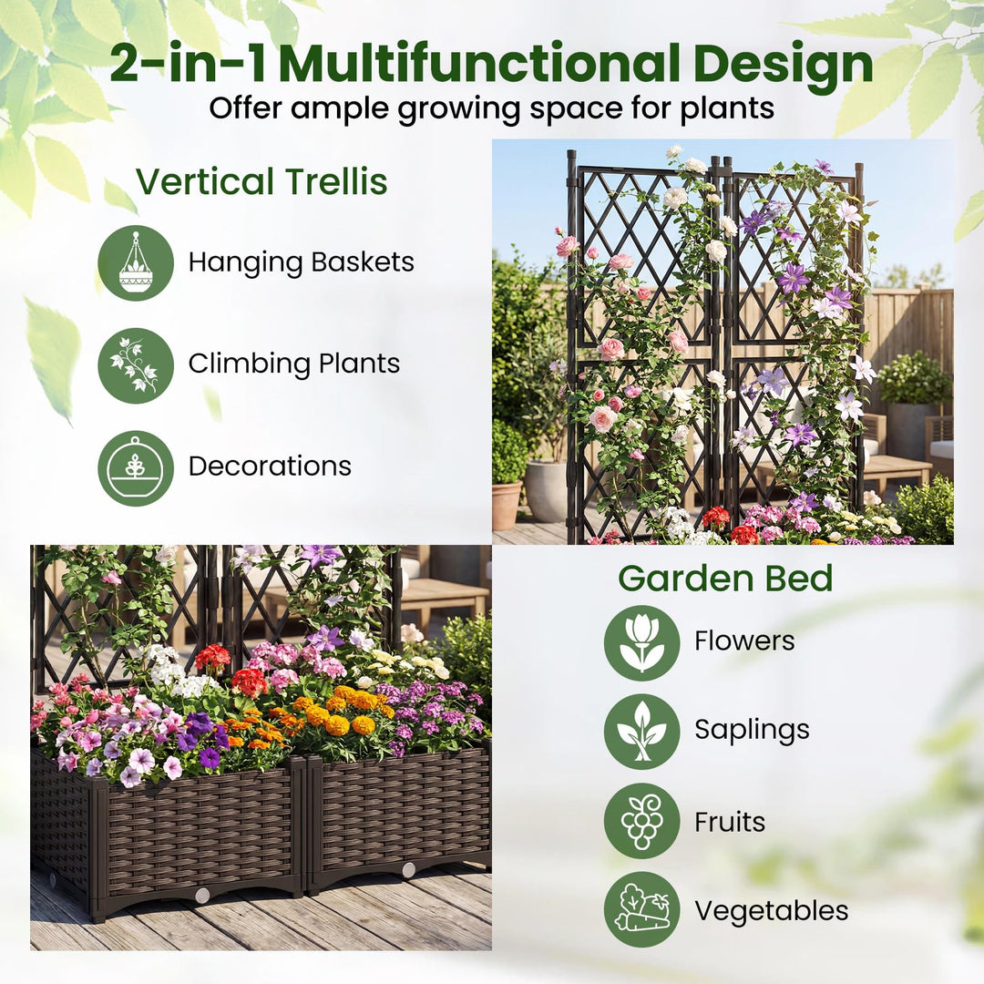 GIANTEX Raised Garden Bed with Trellis for Yard Porch Balcony