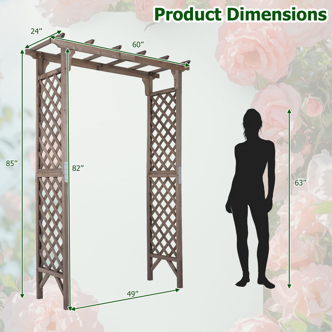 Giantex 85" Wood Garden Arch Trellis with Flat Top for Climbing Plants