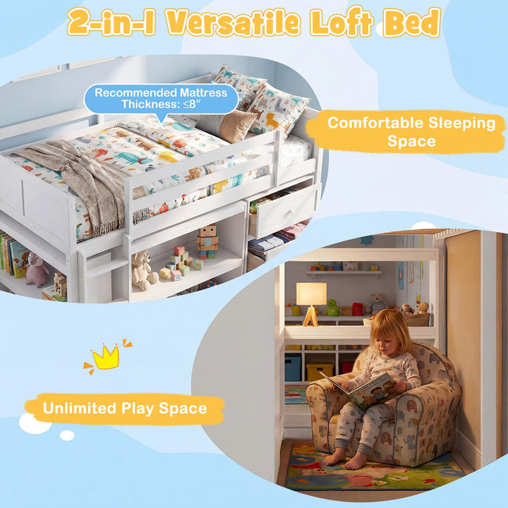 Giantex Loft Bed Twin Size with LED Lights