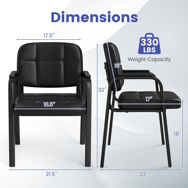 Giantex Leather Office Reception Chairs with Padded Armrests