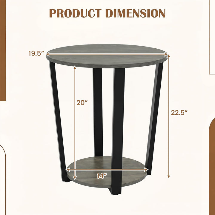 Giantex Round End Table with Open Storage Shelf and Metal Frame