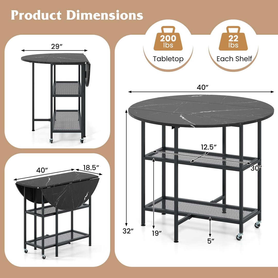Giantex Folding Dining Table with Lockable Wheels