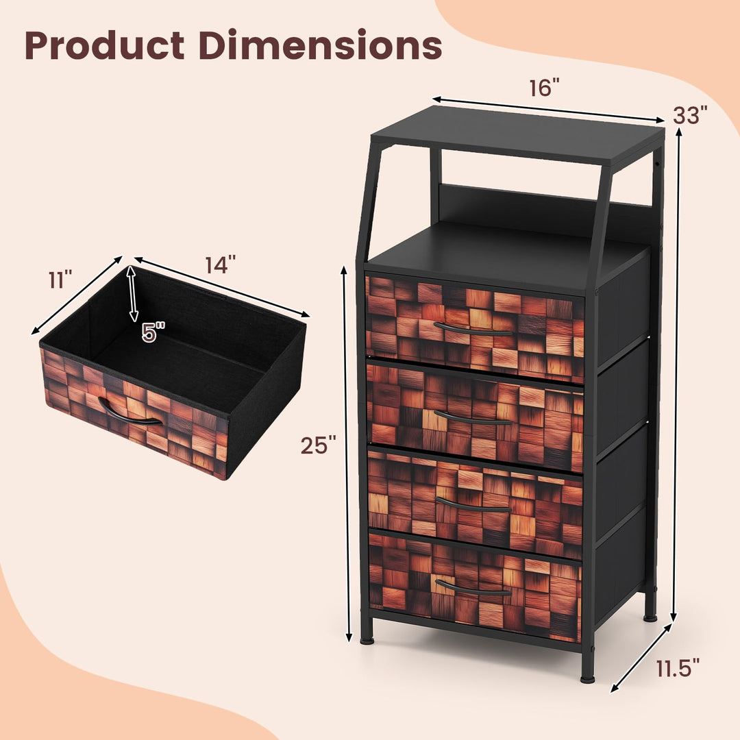GIANTEX Industrial Nightstand | Tall Dresser with Sturdy Metal Frame (1/2)