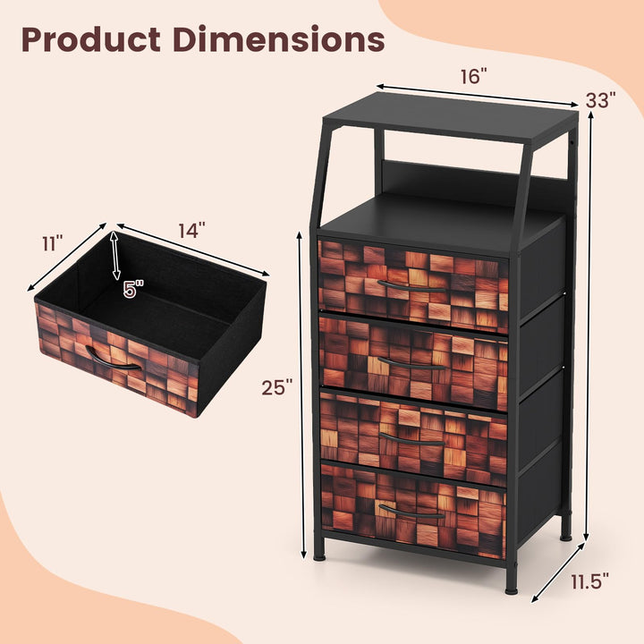GIANTEX Industrial Nightstand | Tall Dresser with Sturdy Metal Frame (1/2)