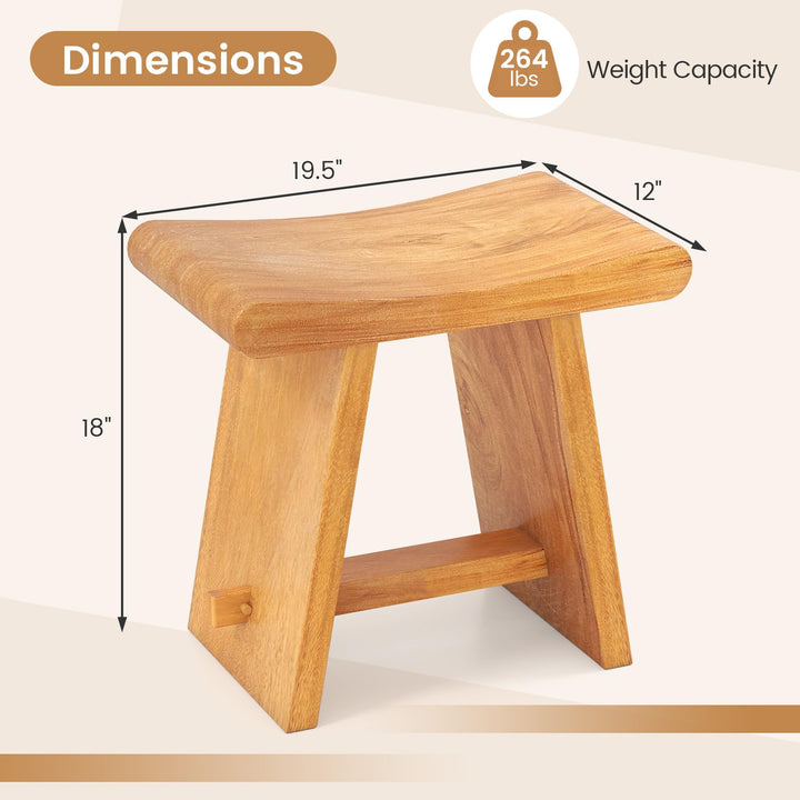 Giantex Teak Shower Bench Stool for Bathroom Fully Assembled Wooden Bath Seat 19.5''L x 12''W x 18''H