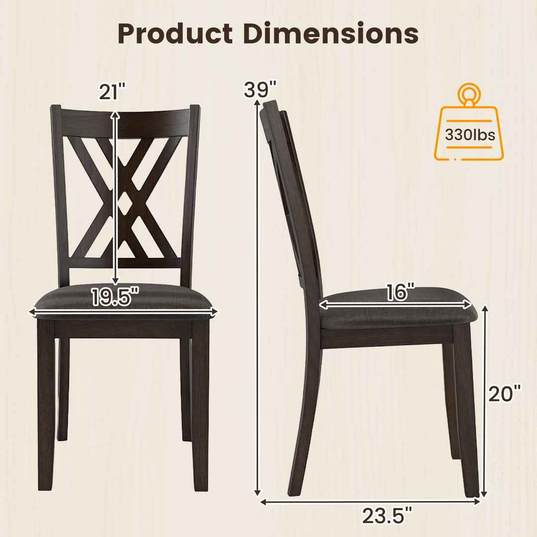 Giantex Linen Fabric Upholstered Wooden Dining Chair Set of 2/4 with Rubber Wood Frame for Dining Room