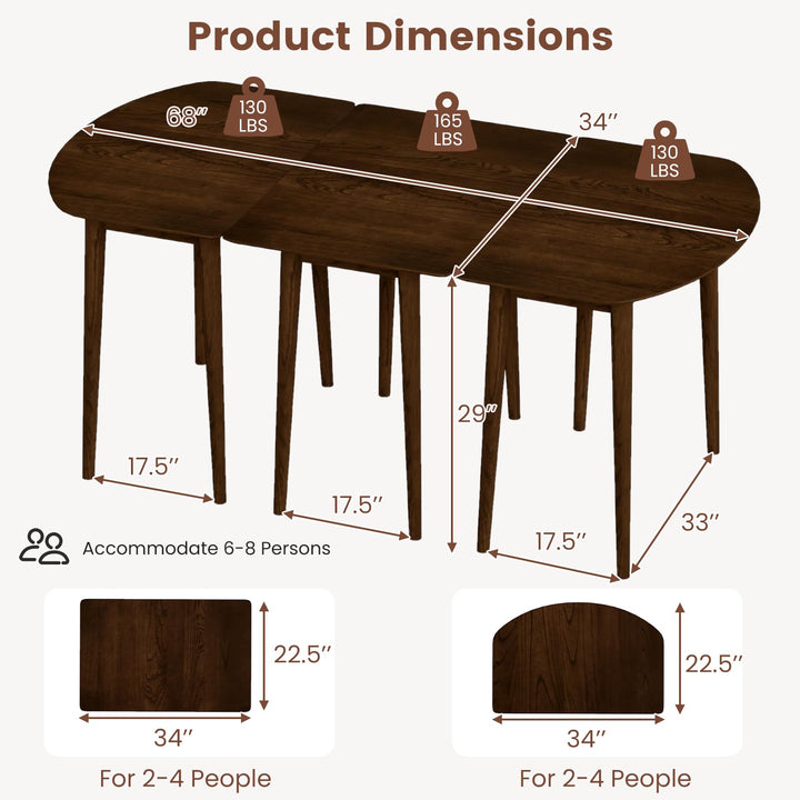 Giantex Extendable Dining Table for 6-8 People 68" Farmhouse Kitchen Table