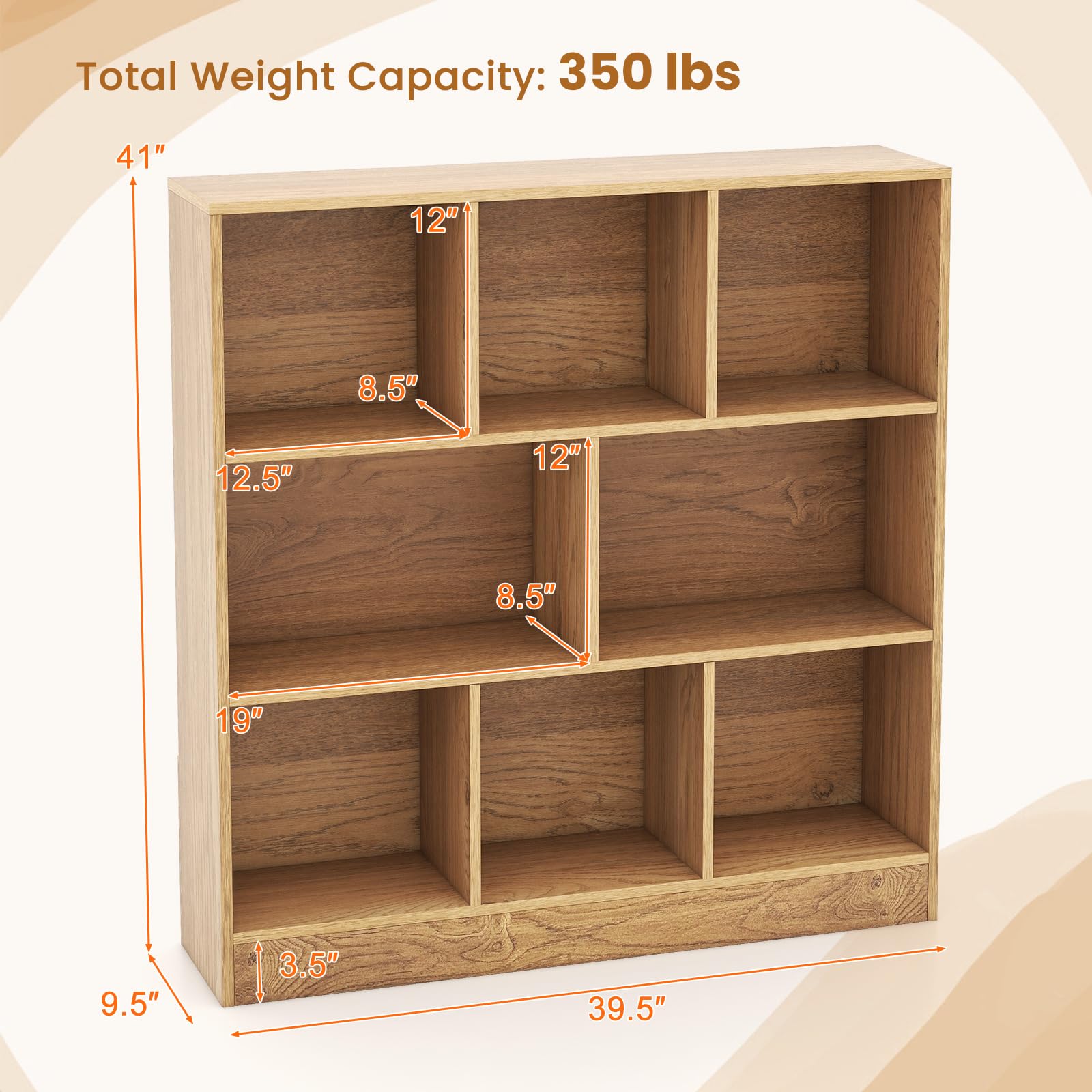 Giantex 8 Cube Bookcase, 4-Tier Freestanding Bookshelf w/ 8 Open Compartments, 2 Anti-Tipping Kits