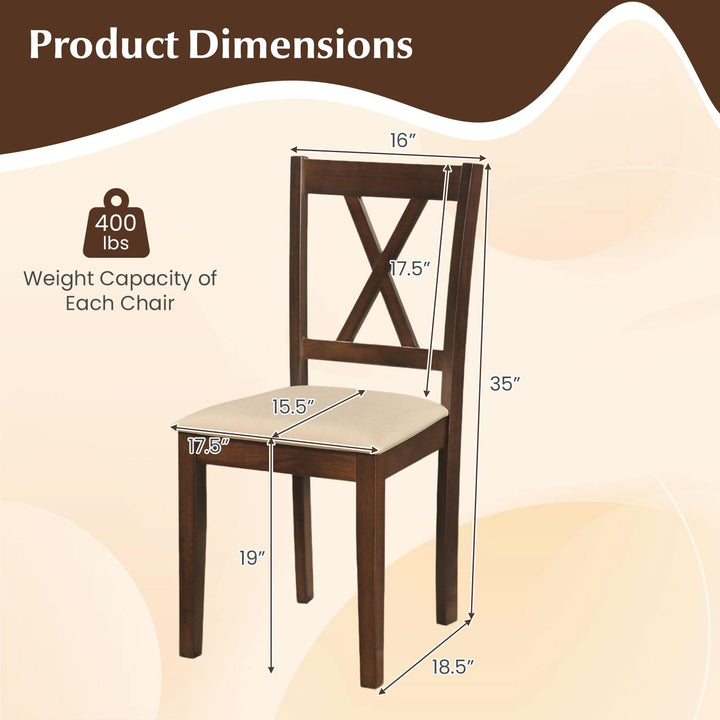 Giantex Upholstered Wooden Dining Chairs Set of 4 with Solid Rubber Wood Frame