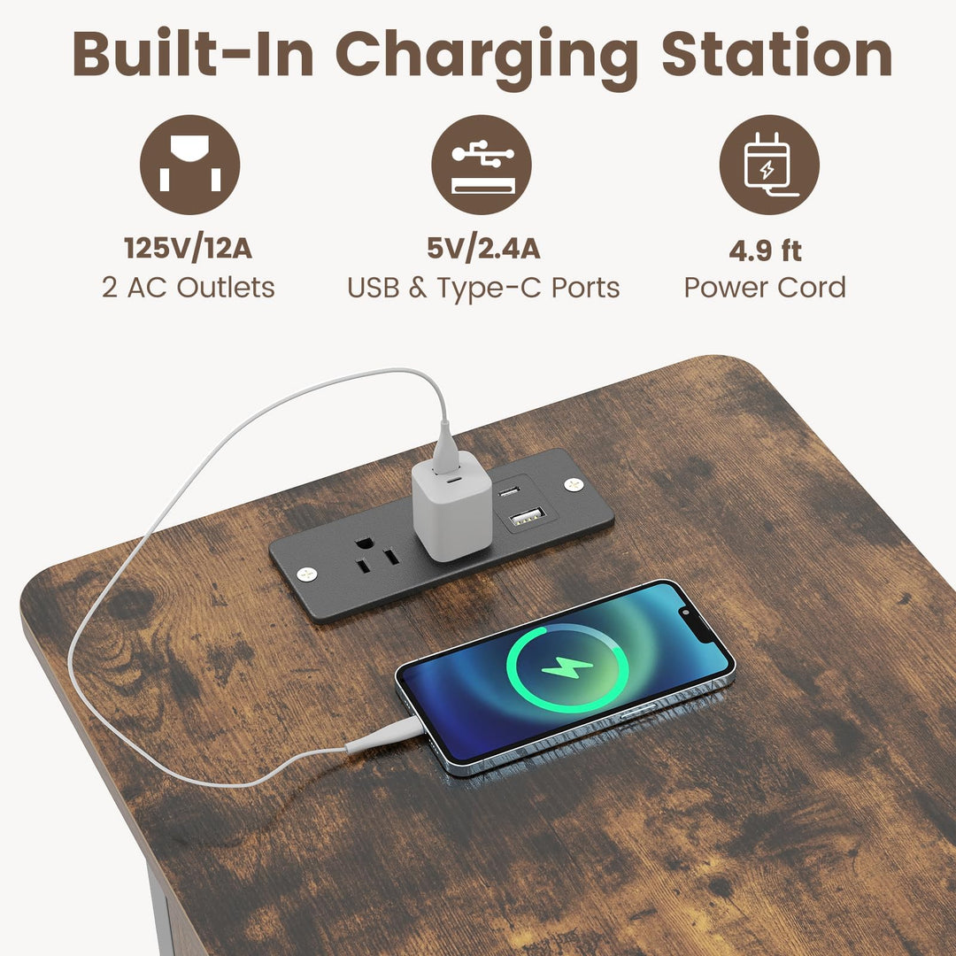Giantex End Table | Flip Top Bedside Night Stand w/USB &amp; Type-C Ports (1/2)