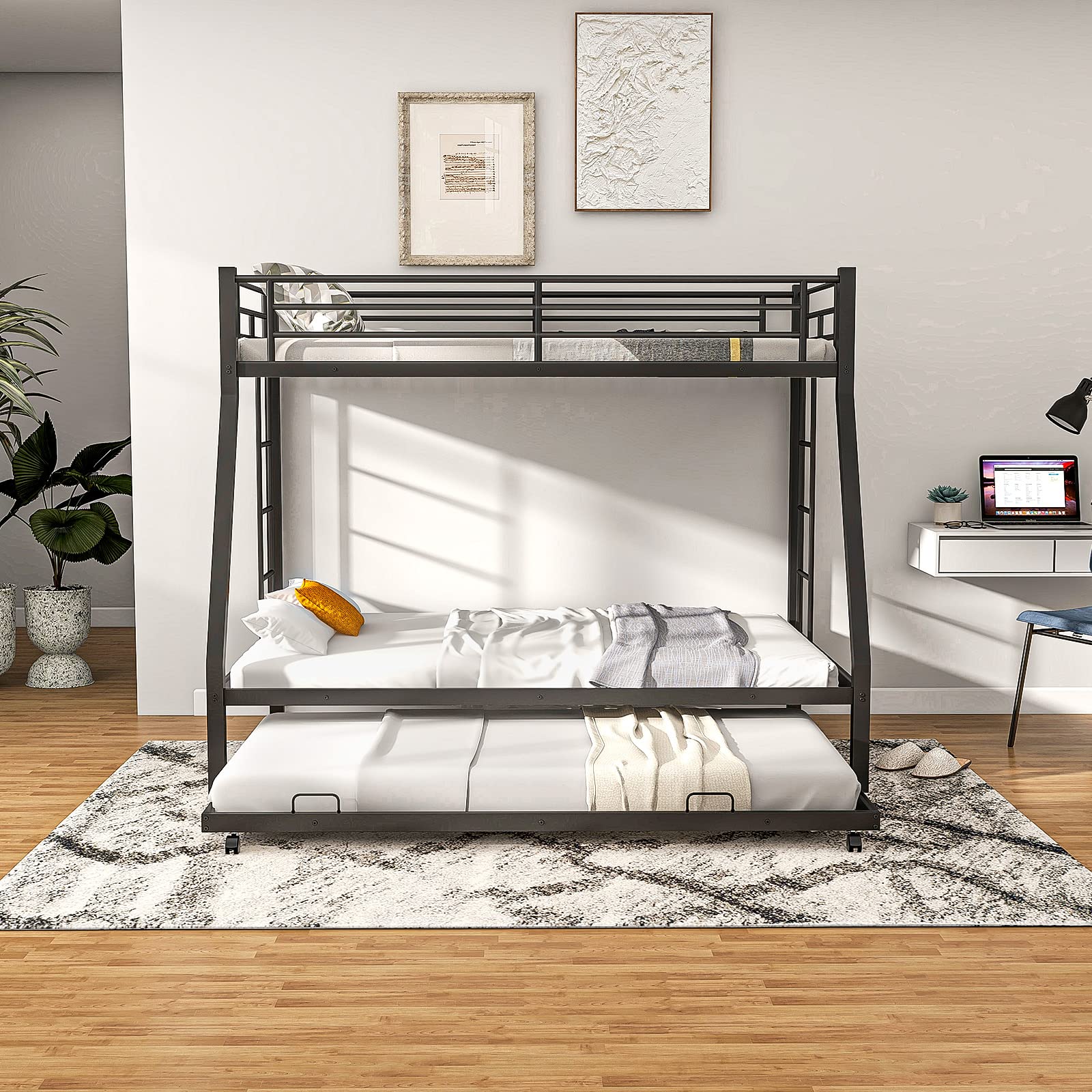 Giantex Twin Over Full Bunk Bed with Trundle
