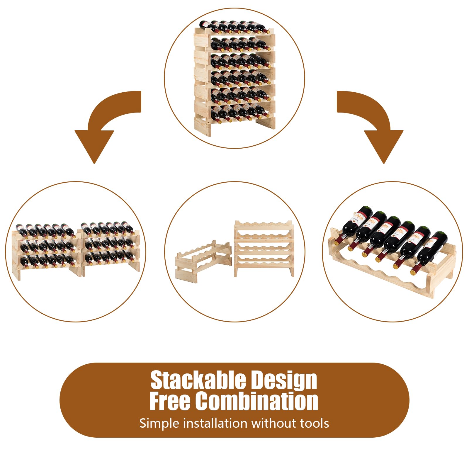 Giantex 36 Bottle Modular Wine Rack, 6 Tier Wine Display Shelves 25 L X 11 W X 33.5 H inch