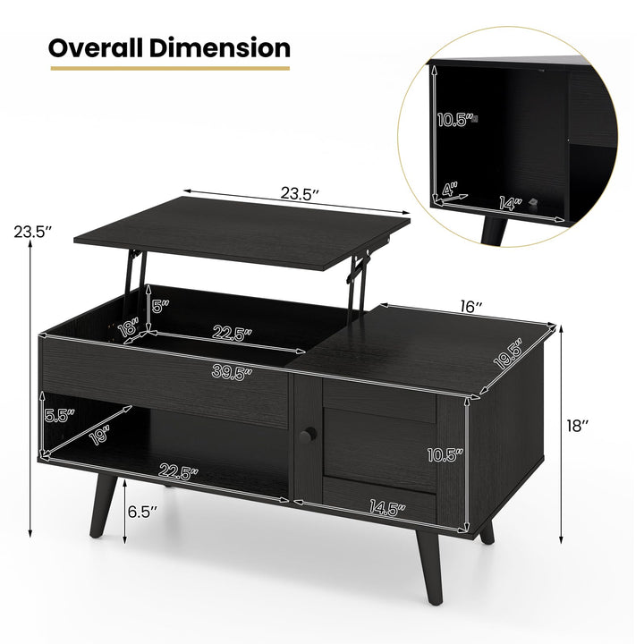 GIANTEX Lift Top Coffee Table with Hidden Compartment